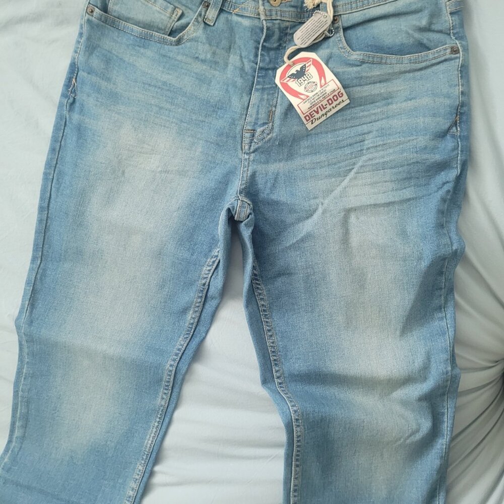 NEW DEVIL-DOG DUNGAREES  Men's Athletic Fit Jeans Oxford Color 34x34